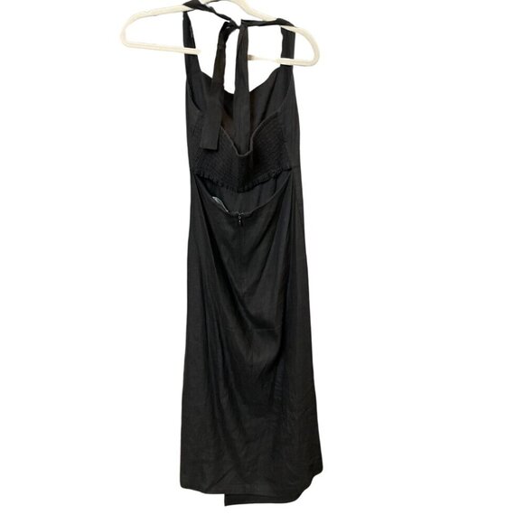Modern Citizen Black Square Neckline Linen Halter Midi Dress - Picture 2 of 5